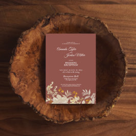 Dusty Rose Höst Boho Bröllopsmottagning Inbjudningar