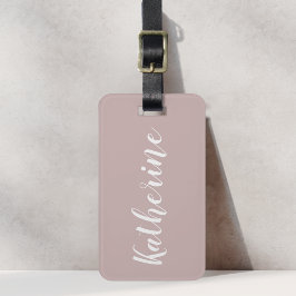 Dusty Rose Kalligrafi Namn Bagagebricka