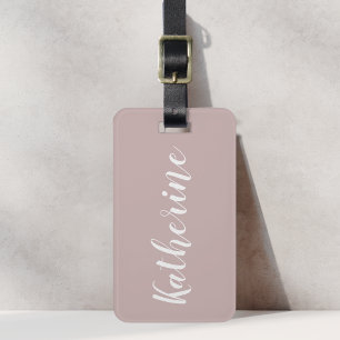 Dusty Rose Kalligrafi Namn Bagagebricka
