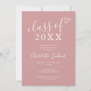 Dusty Rose Klass av Script Heart Examen Fests Inbjudningar