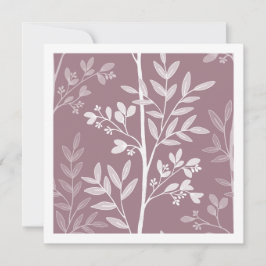 Dusty Rose Mauve Fin Blommig Silhuett Konstkort Kort