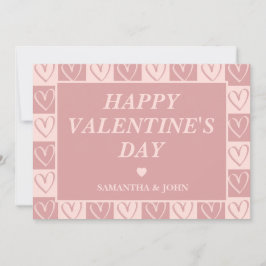 Dusty Rose Minimal Hearts Valentine’s Gift Julkort