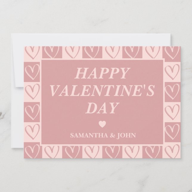 Dusty Rose Minimal Hearts Valentine’s Gift Julkort (Framsida)