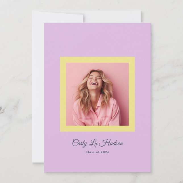 Dusty Rose Minimal High School Photo Grad Frame Meddelande (Framsida)