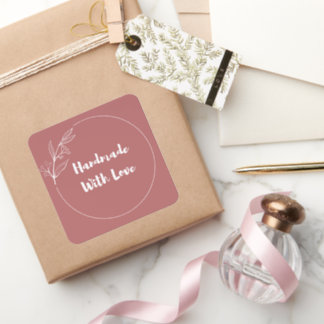 Dusty Rose Minimalist Botanical Label  Fyrkantigt Klistermärke