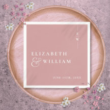 Dusty Rose Minimalistisk Elegant Monogram Bröllop