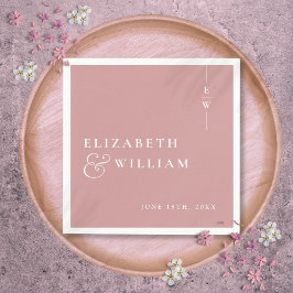 Dusty Rose Minimalistisk Elegant Monogram Bröllop Pappersservett
