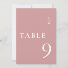 Dusty Rose Minimalistisk Modern Monogram Bordskort