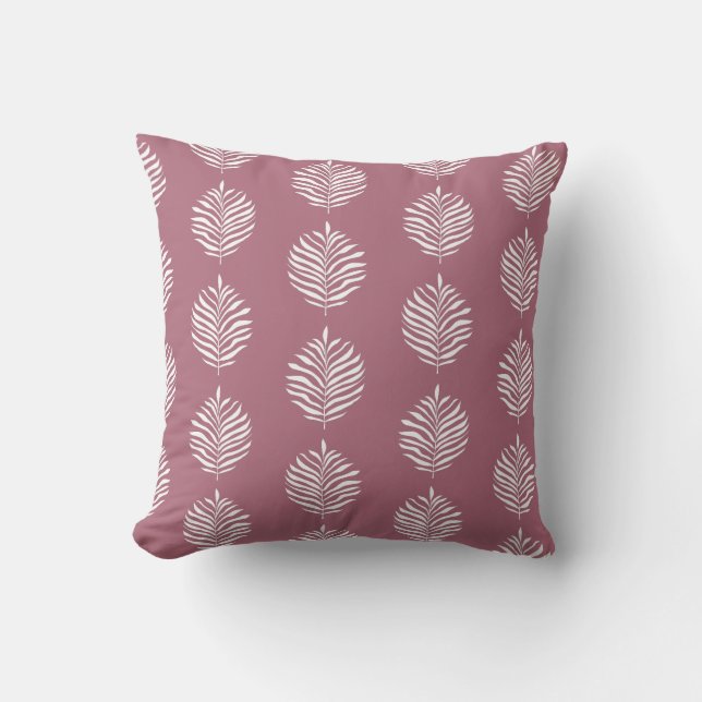 Dusty Rose Minimalistisk Palmbladsmönster Kudde (Framsida)