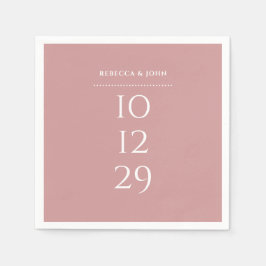 Dusty Rose Minimalistisk Speciell Datum Bröllop Pappersservett