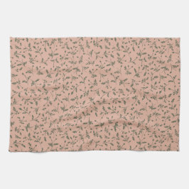Dusty Rose Modern Farmhouse Daisy Buds Pattern Kökshandduk