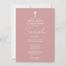 Dusty Rose Modern Minimalist Första Kommunion