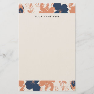 Dusty Rose och Blommig med Namn Brevpapper