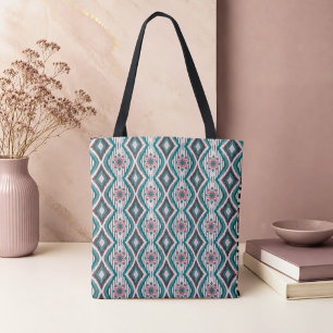 Dusty Rose och Teal Diamanter & Blommor Tygkasse