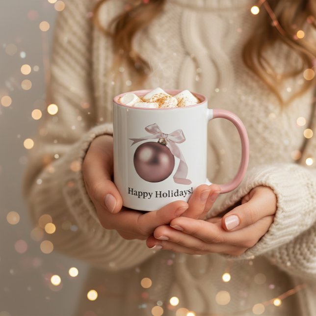 DUSTY ROSE ORNAMENT MUG FOR CHIC HOLIDAYS MUGG (The coziest hot cocoa break. Holiday vibes for your premium moments!)