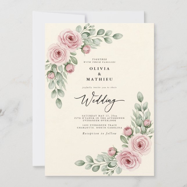 Dusty Rose Painterly Whimsy Wedding Inbjudningar (Framsida)
