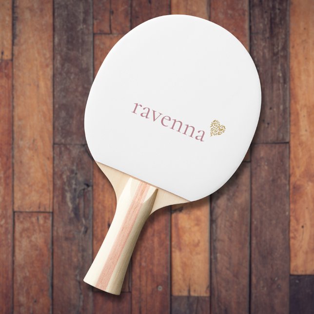 Dusty Rose Personalized Name Gold Leopard Heart Pingisracket (Skapare uppladdad)