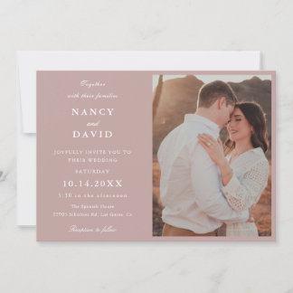 Dusty Rose Photo Wedding Invitation Inbjudningar