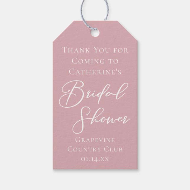 Dusty Rose Pink Bridal Shower Personalized Presentetikett (Framsidan)