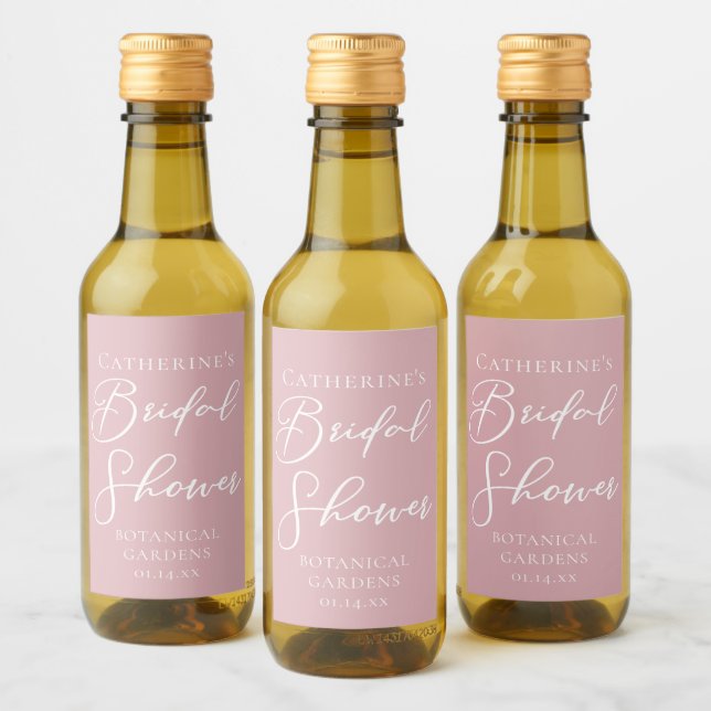Dusty Rose Pink Bridal Shower Personalized Vinetikett (Flaskor)