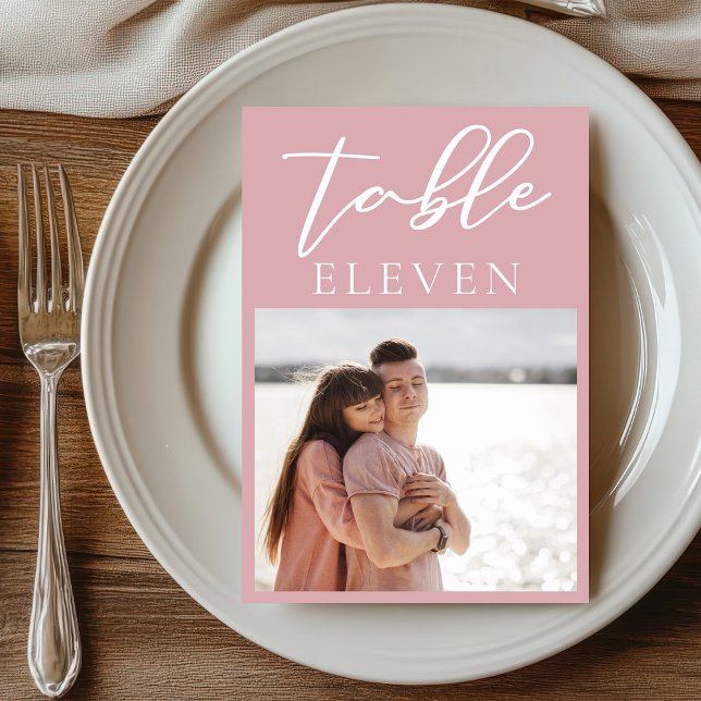 Dusty Rose Pink Couple Photo Wedding Bordsnummer (Skapare uppladdad)