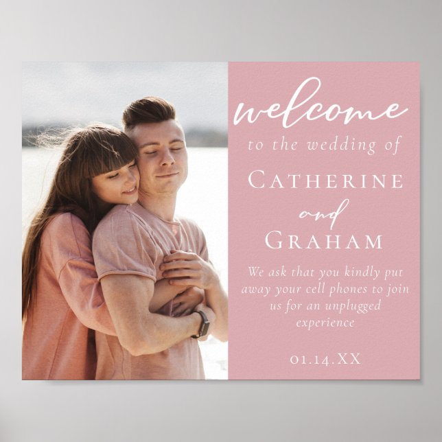 Dusty Rose Pink Couple Photo Wedding Welcome Poster (Framsidan)