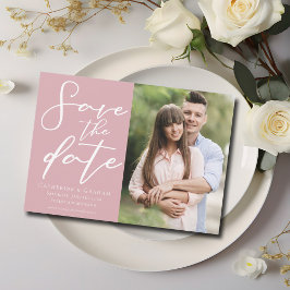 Dusty Rose Pink Engagement Couple Photo Spara Datumet