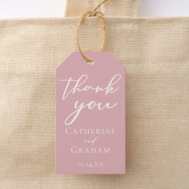 Dusty Rose Pink Personalized Romantic Wedding Presentetikett (Skapare uppladdad)