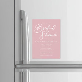 Dusty Rose Pink Typography Bridal Shower Magnetisk Inbjudningskort