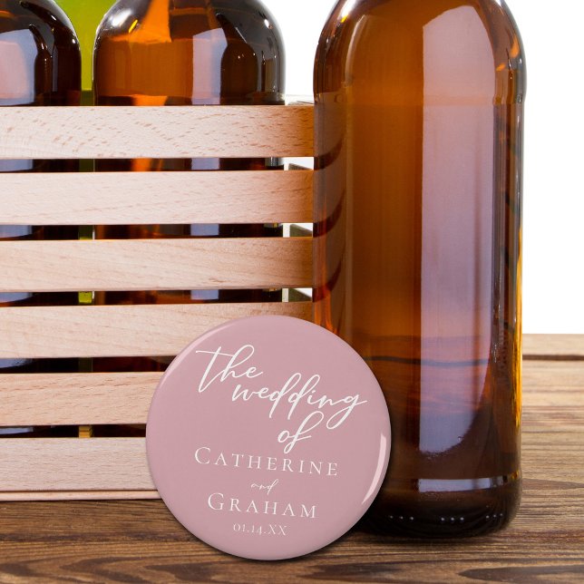 Dusty Rose Pink Typography Feminine Wedding Flasköppnare (Skapare uppladdad)