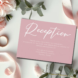 Dusty Rose Pink Typography Wedding Reception Tilläggskort