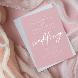 Dusty Rose Pink White Script Afternoon Wedding Inbjudningar
