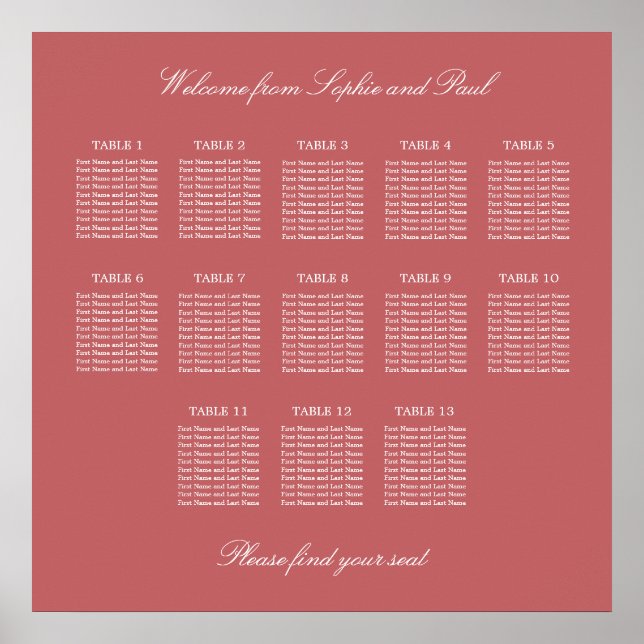 Dusty Rose Rosa 13 Bordsplaceringsaffisch Poster (Framsidan)