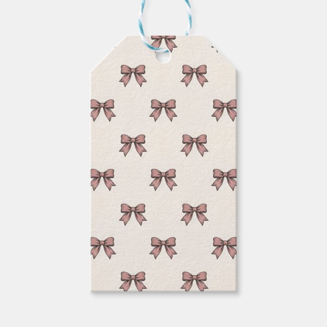 Dusty Rose Rosa Bandbågar Coquette Presentetikett (Framsidan)
