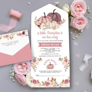 Dusty Rose Rosa Blommig Pumpa Bebis Shower