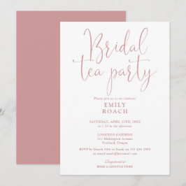 Dusty Rose Rosa Elegant Bröllops Te Party Shower Inbjudningar