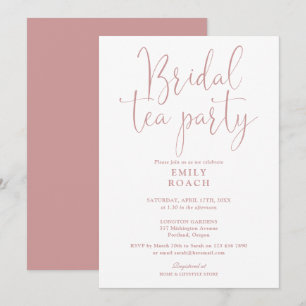 Dusty Rose Rosa Elegant Bröllops Te Party Shower Inbjudningar