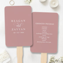 Dusty Rose Rosa Minimalistisk Bröllopsprogram