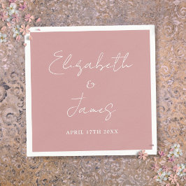 Dusty Rose Rosa Modern Minimalistisk Skript Bröllo Pappersservett