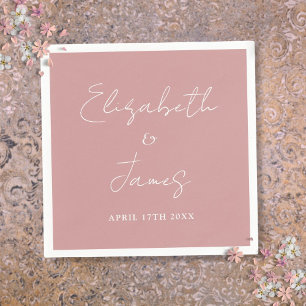 Dusty Rose Rosa Modern Minimalistisk Skript Bröllo Pappersservett