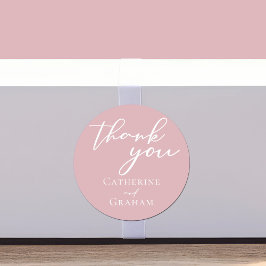 Dusty Rose Rosa Typografi Anpassad Bröllop Runt Klistermärke