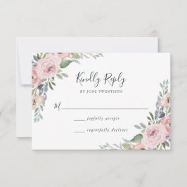 Dusty Rose Rosa Vattenfärg Blommig | Bröllop OSA Kort