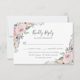 Dusty Rose Rosa Vattenfärg Blommig | Måltidsval OSA Kort
