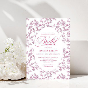 Dusty Rose Rosmönster Rosa Bröllopsdusch Inbjudan