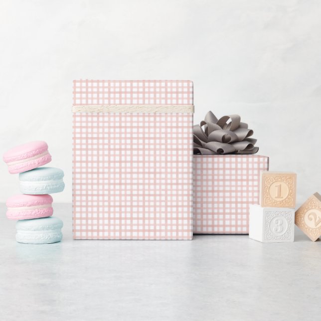 Dusty Rose Rutigt Baby Shower-inslagspapper Presentpapper (Baby Shower)