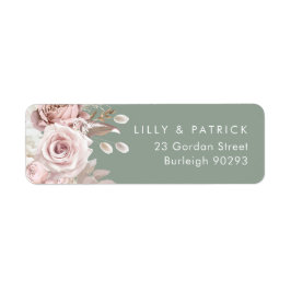 Dusty Rose & Sage, Blush Wedding Return Address Returadress Etikett