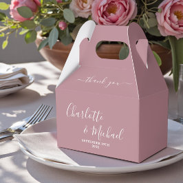 Dusty Rose Script Trendig Bröllop Tacksamhet Presentaskar