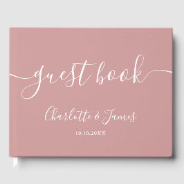 Dusty Rose Signatur Skript Bröllop Gästböcker