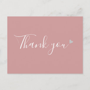 Dusty Rose Silver Heart Script Affärs Tacksamhetsk Vykort