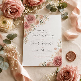 Dusty Rose Spara Datum-kort Inbjudningar